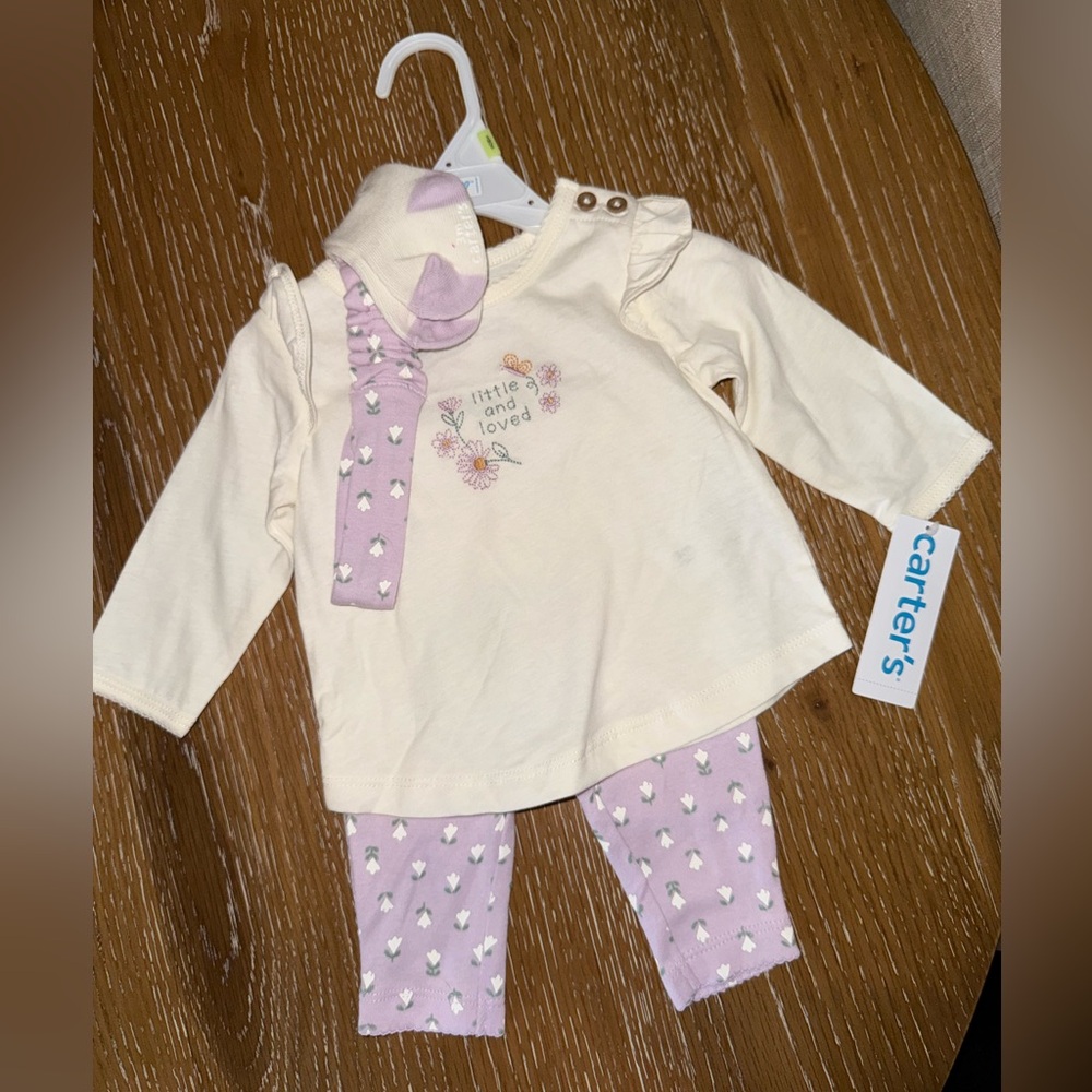 Carter's White Top and Purple Leggings Set
